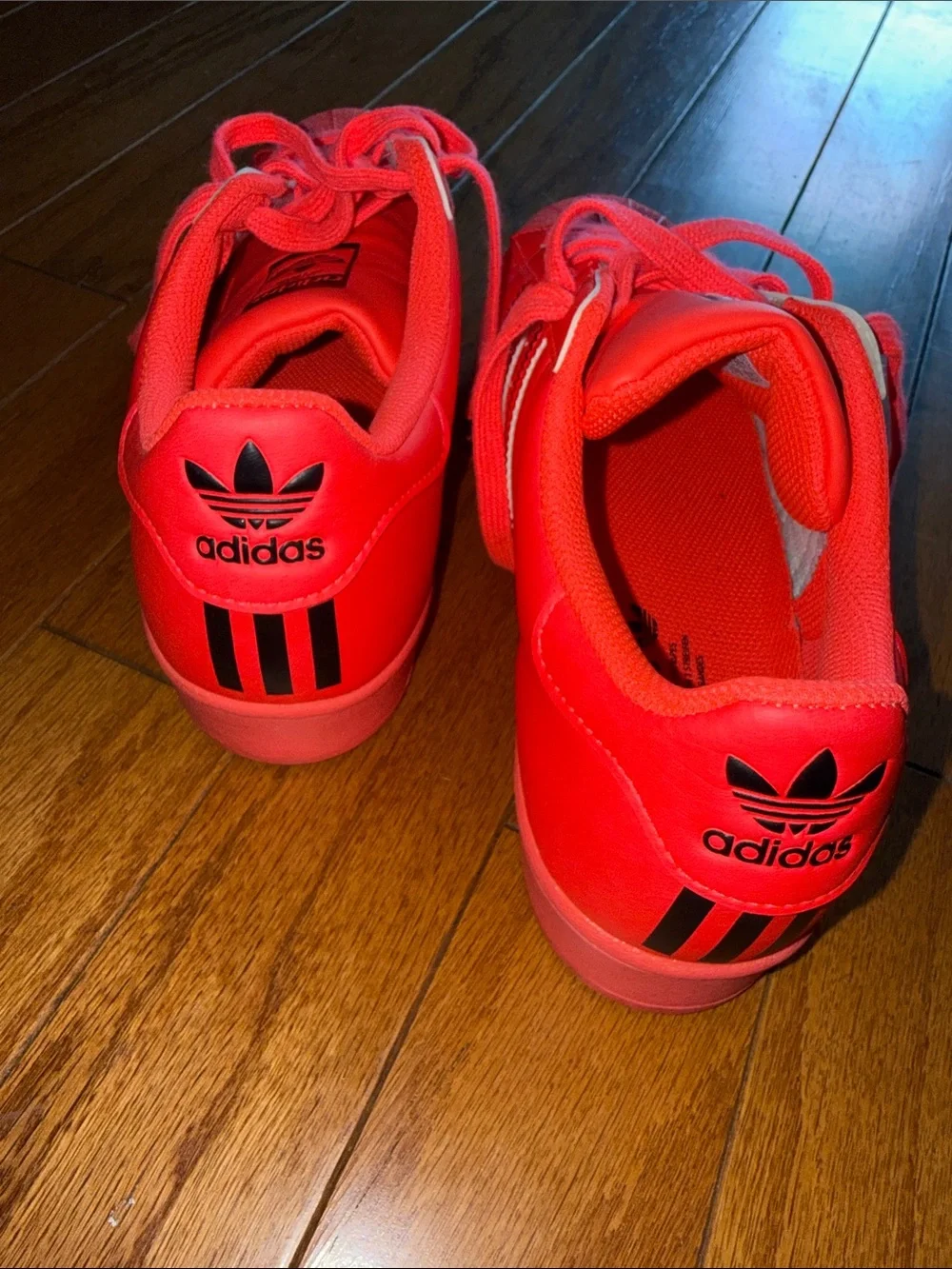 adidas Neon Orange Shell Toe Sneakers